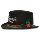 Caroler Hat w/ Plaid Bands & Holly Berry Accents w/ Custom Direct Screen Print