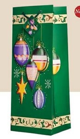 Custom Joyous Christmas Bulbs Stock 3D Effect Holiday Wine Bottle Bag, 14 1/2" H x 5 5/8" W