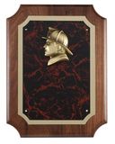 Blank American Walnut Plaque w/ Fireman on Red Marble Engraving Plate