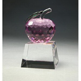 Custom Faceted Pink Crystal Apple on Crystal Base, 3.5