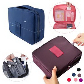Custom Mutiple Compartment Cosmetic Bag, 8 3/2" W x 7" H
