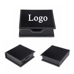 Custom Leather Look Design Sticky Note Holder, 5.1"" L x 5.1"" W x 1.5"" H