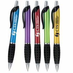 Custom Ace Retractable Ballpoint Pen with Black Rubber Grip