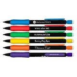 Custom Black Barrel Mechanical Pencil w/ Bright Color Rubber Grip