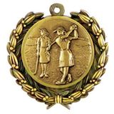 Custom Stock Golf Female Medal w/ Wreath Edge (1 1/2