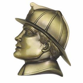 Blank Antique Brass Hand Painted Resin Fireman Head Plaque Mount (5 1/4"X4")