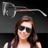 Custom Metallic Silver Plastic Aviator Sunglasses