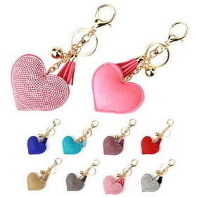Custom Crystal Keychain In Heart Shape, 2 3/4" L x 1 2/6" W