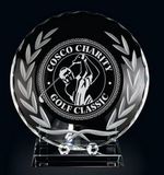 Custom Optic Crystal Morningside Golfer Plate & Stand Award (8.75