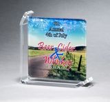 Custom Square Sublimatable Glass Award w/ Acrylic Stand (4 7/8