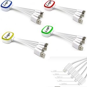 Custom 4-in-1 LED Light-emitting Charging Data Line, 5.98"" L