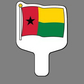 Custom Hand Held Fan W/ Full Color Flag Of Guinea-Bissau, 7 1/2" W x 11" H