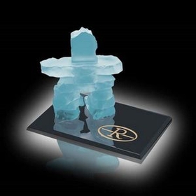 Custom Frosted Inukshuk Sculpture on Ebony Base (7 1/2")