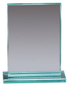 Blank Premium Jade Glass Rectangle Award Mounted on Glass Base (5"x6 1/2")