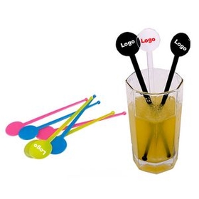Custom Round Top Swizzle Drink Stick / Customs Mixing Stirrers, 1 3/8" D x 7 1/4" H
