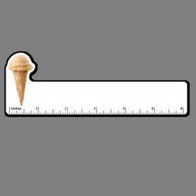 6" Ruler W/ Full Color Single Scoop Ice Cream Cone - French Vanilla