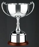 Custom Swatkins Endurance Cup Award w/ Scrolled Handles & Wood Base (7