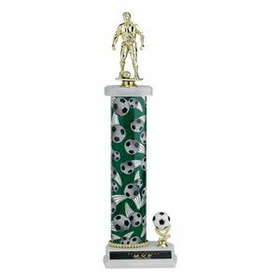 Blank 16" Single Column Soccer Trophy w/Soccer Ball & Figure