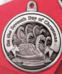 Custom Twelve Days Of Christmas Full Size Ornament (Day 7 - Seven Swans-A-Swimming), 2.25" Diameter