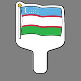 Custom Hand Held Fan W/ Full Color Flag of Uzbekistan, 7 1/2