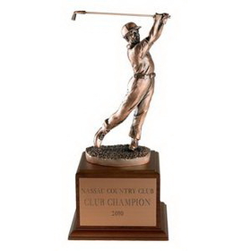 Custom 13" Antique Bronze Electroplated Male Golf Trophy