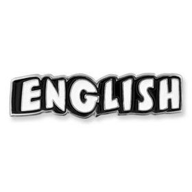 Blank English Word School Pin, 1 1/4" W x 3/8" H