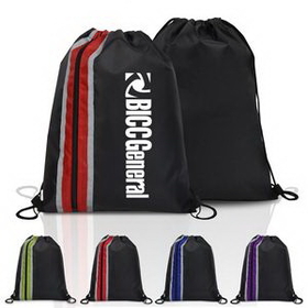 Custom Vertical Zippered Drawstring Backpack, 13.50" L x 17.5" W