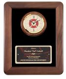 Blank American Walnut Plaque w/ Fireman Clock on Black Velour