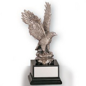 Custom 12" Electroplated Silver Resin Eagle Trophy