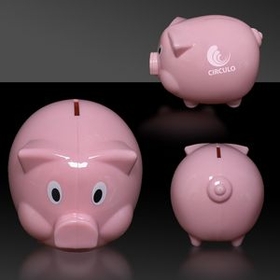 Custom 4" Pink Plastic Piggy Bank