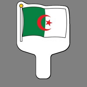 Custom Hand Held Fan W/ Full Color Flag of Algeria, 7 1/2" W x 11" H