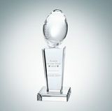 Custom Football on Pedestal Optical Crystal Award (9 1/2