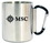 Custom 9 Oz. Stainless Steel Carabiner Mug, black handle, 3" H x 3 1/2" W, Price/piece