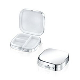 Custom Silver Plated Metal Square Pill Box with 3 Compartments(screened), 2 3/8