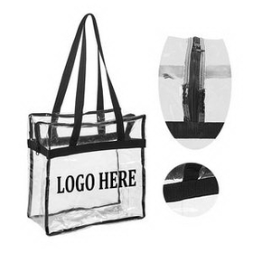 Custom Clear PVC Zipper Tote Bag, 12" W x 12" H x 6" D