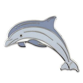 Blank Blue Dolphin Pin, 1 1/8" H x 1 1/8" W