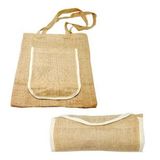 Custom All Purposes Soft Natural Jute Tote Bag w/ Cotton Trim, 15.5