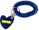 Custom Stretchable Wrist Coil w/Heart Shaped Tag Key Chain