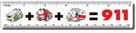 Custom .020 White Plastic Rulers 1.25"x6.25" Rectangle / Round Corner, Spot Color