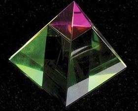 Custom Crystal Rainbow Color Pyramid Paperweight (3")