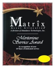Custom Red Marble Star Plaque Award (9"x11")