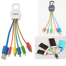 Custom 5 in 1 Multi Charge Cable with keytag, 5 1/2" L