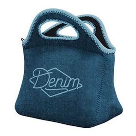 Custom Klutch Denim-Neoprene Lunch Bag, 9.5" W x 9.5" H x 4.5" D