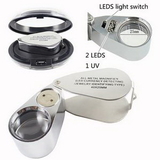 Custom Metal Folding Magnifying Glass with LED Light, 4 3/8