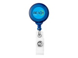 Custom No Twist Round Retractable Badge Reel - Translucent Blue (Polydome), 1.25