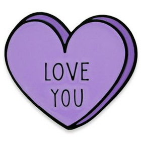 Blank Love You Candy Heart Pin, 3/4" H x 1/2" W