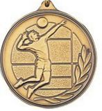 Custom 500 Series Stock Medal (Male Volleyball Player) Gold, Silver, Bronze