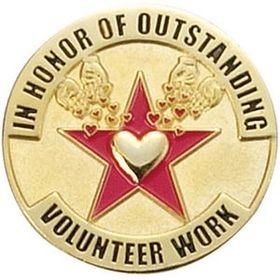 Blank Scholastic Award Pin (Outstanding Volunteer Work), 1" Diameter