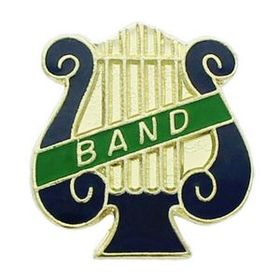 Blank Music Lyre Pin w/Band Bar, 1" W