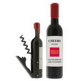 Custom Wine Bottle Shape Corkscrew and Bottle Cap Opener, 4 1/2